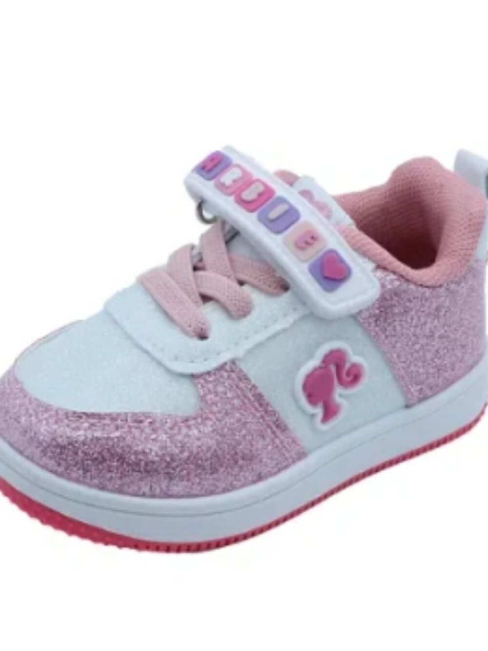 NWT MATTEL Barbie Pastel Pink Glitter Velcro Baby Girl Sneakers